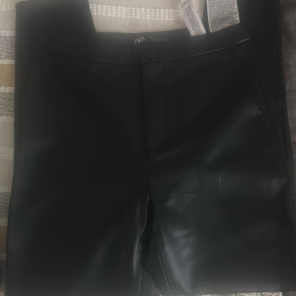 Zara faux black leather pants